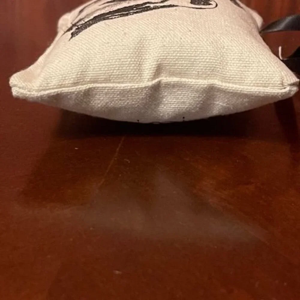 Handcrafted Eric & Christopher Penguin Print Burlap Mini Pillow Ornament Holiday